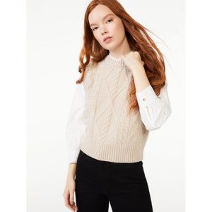 Free Assembly Women's Cable Sweater Vest, Size: XL NWT